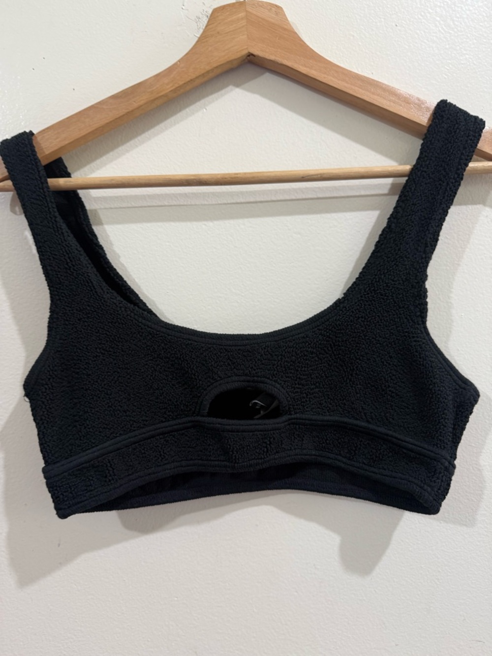 Black Scoop Front Cutout Swim Bra - Women Swim Bra